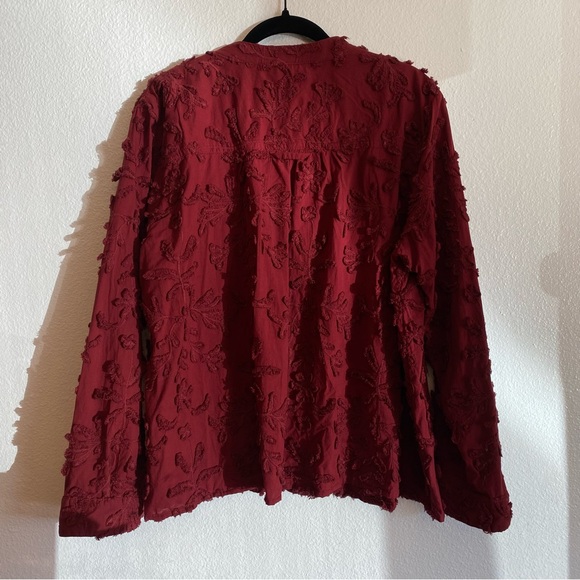 ANTHROPOLOGIE Pilcro Whitney Trapeze Button Down Red Maroon Floral Blouse - Picture 10 of 10